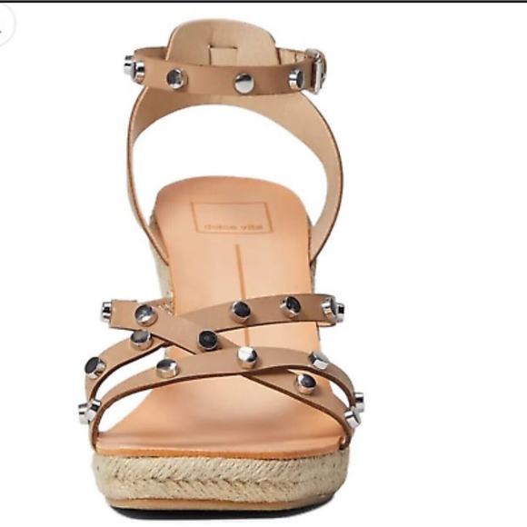 NEW Dolce Vita Maxton Espadrille Wedge Sandal Tan Square Toe Womens Size 7.5 - Picture 1 of 7